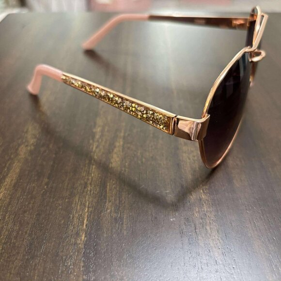 Rose Gold & Brown Tinted Sunglasses with Bling on the sides - Picture 6 of 7